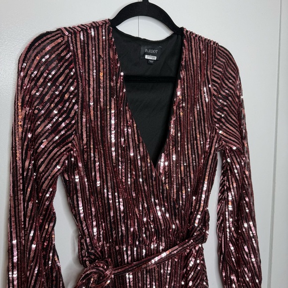 Bardot Stripe Sequin Bellissa Long Sleeve Dress - Small - Picture 5 of 14